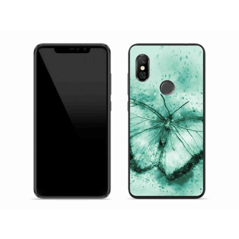 Gelový obal mmCase na mobil Xiaomi Redmi Note 6 Pro - zelený motýl