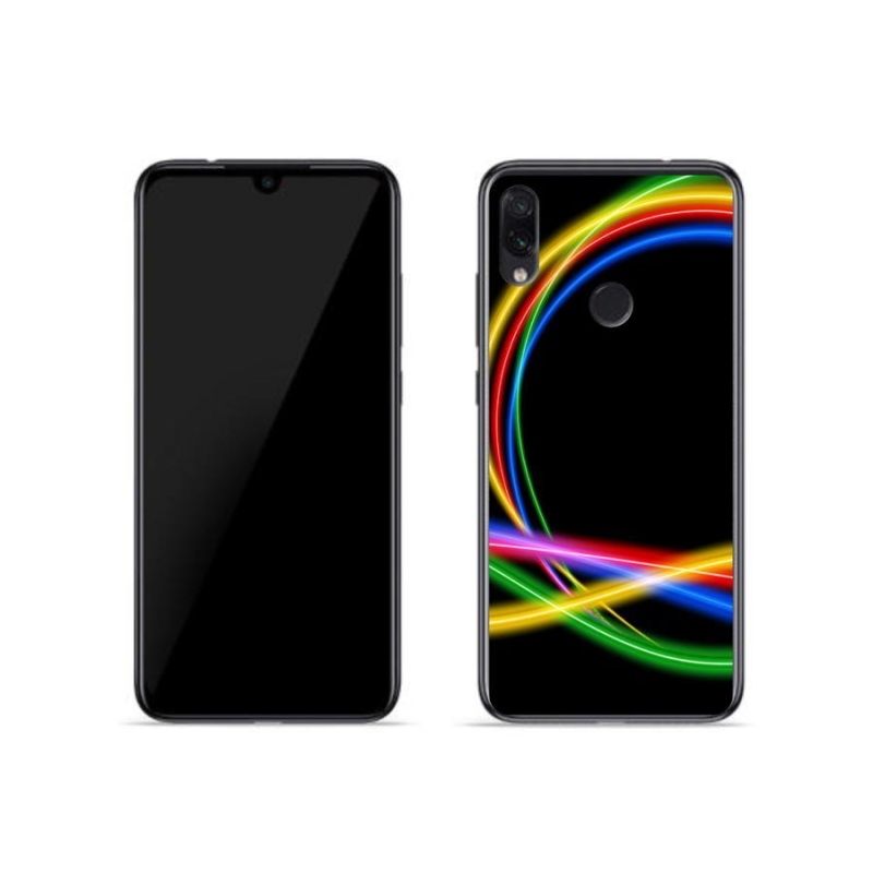 Gelový obal mmCase na mobil Xiaomi Redmi Note 7 - neonové kruhy