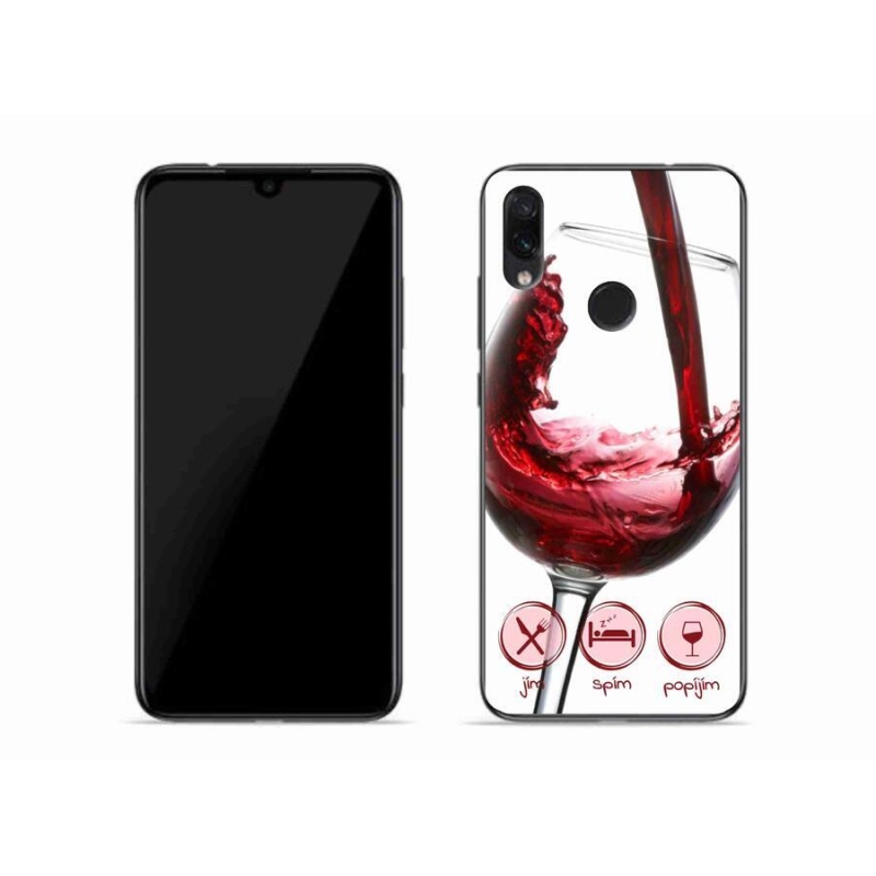 Gelový obal mmCase na mobil Xiaomi Redmi Note 7 - sklenička vína červené