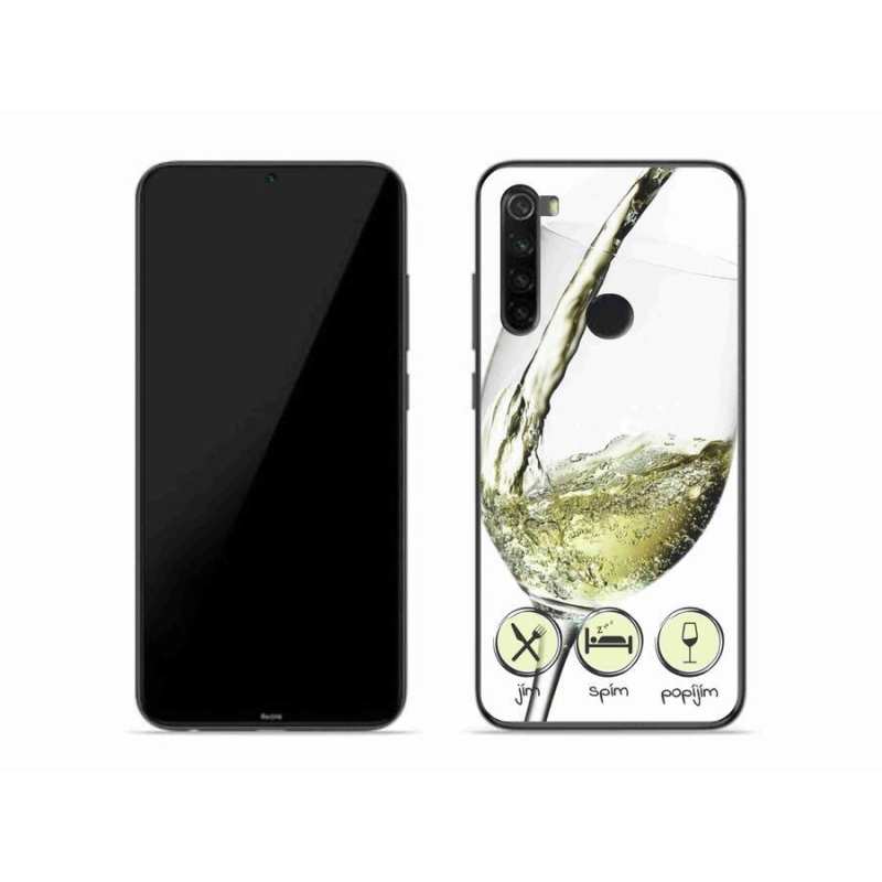 Gelový obal mmCase na mobil Xiaomi Redmi Note 8 - sklenička vína bílé