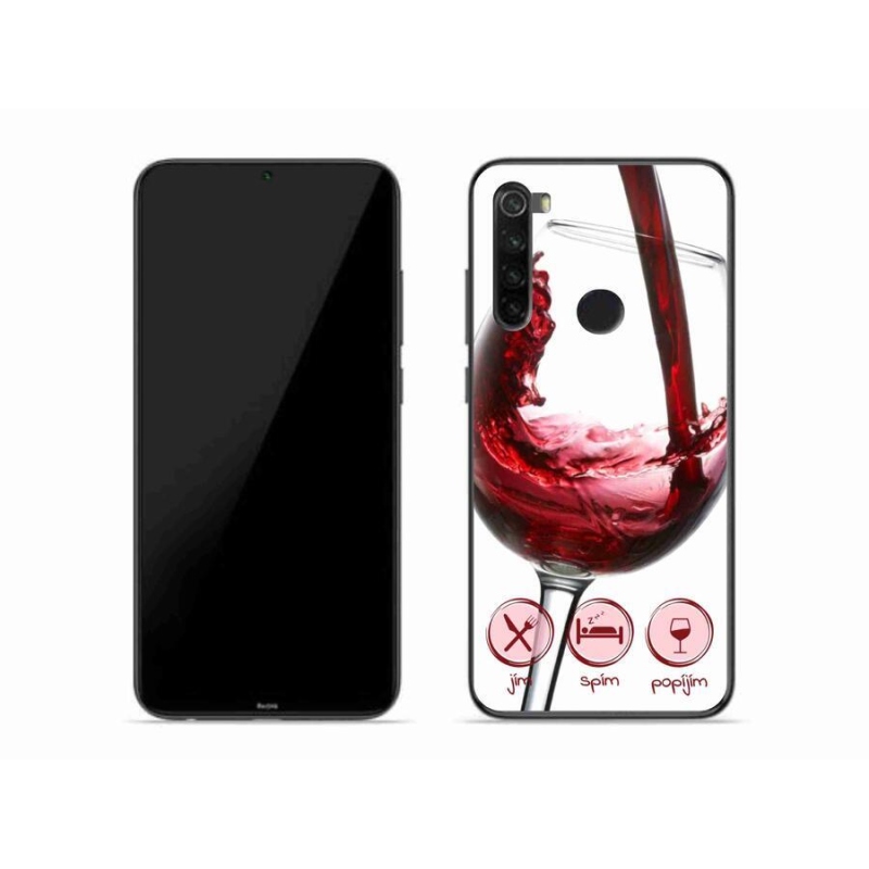 Gelový obal mmCase na mobil Xiaomi Redmi Note 8 - sklenička vína červené