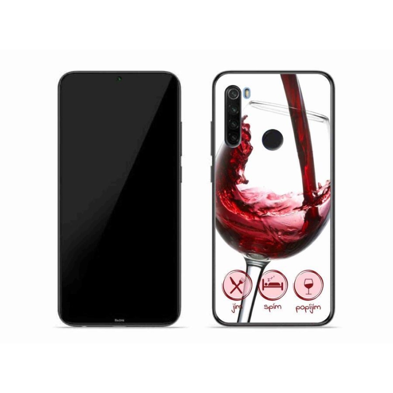 Gelový obal mmCase na mobil Xiaomi Redmi Note 8T - sklenička vína červené