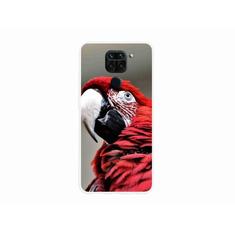 Gelový obal mmCase na mobil Xiaomi Redmi Note 9 - papoušek ara červený