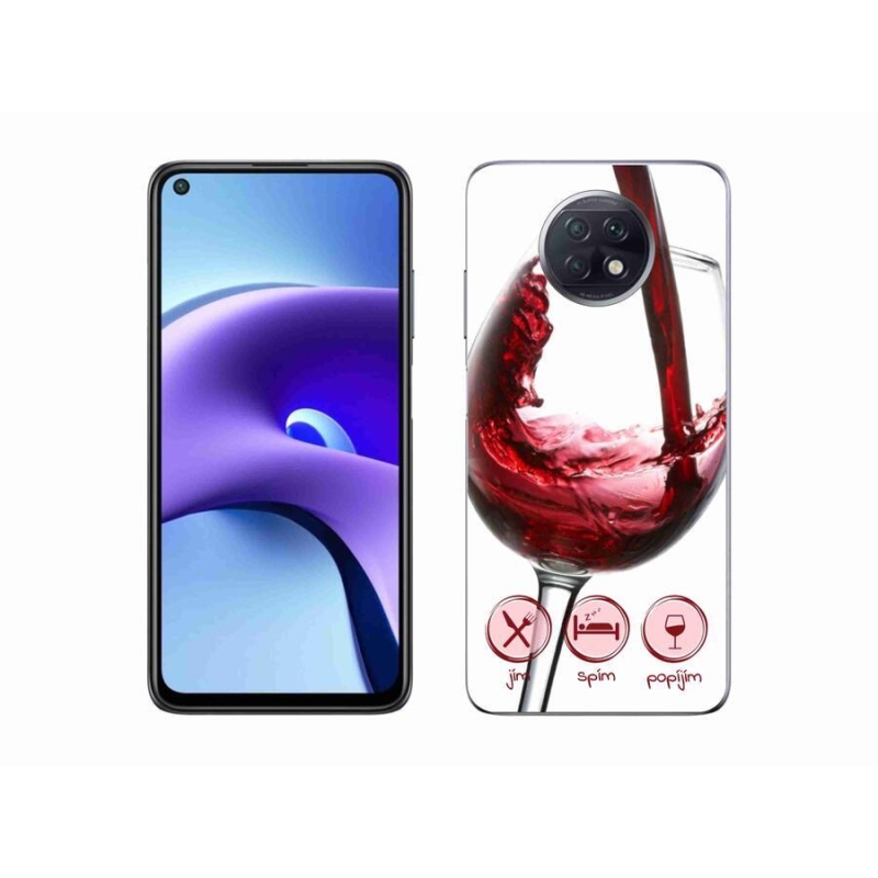 Gelový obal mmCase na mobil Xiaomi Redmi Note 9T 5G - sklenička vína červené