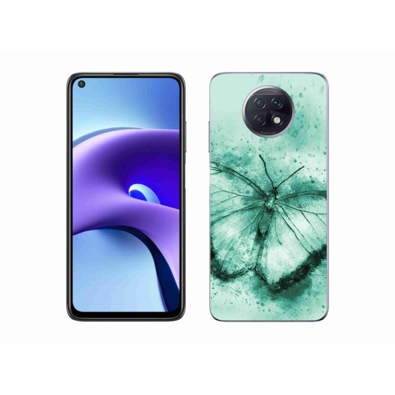 Gelový obal mmCase na mobil Xiaomi Redmi Note 9T 5G - zelený motýl