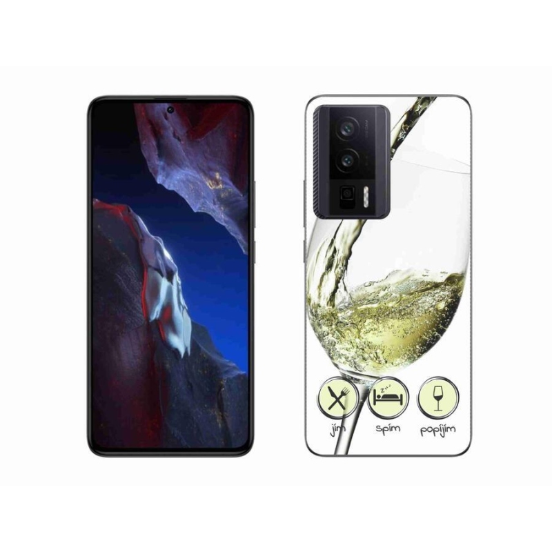 Gelový obal mmCase na Xiaomi Poco F5 Pro - sklenička vína bílé