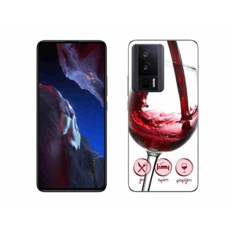 Gelový obal mmCase na Xiaomi Poco F5 Pro - sklenička vína červené