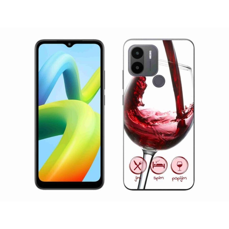 Gelový obal mmCase na Xiaomi Redmi A1+/A2+ - sklenička vína červené