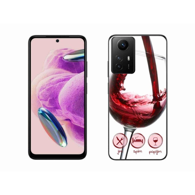 Gelový obal mmCase na Xiaomi Redmi Note 12S - sklenička vína červené