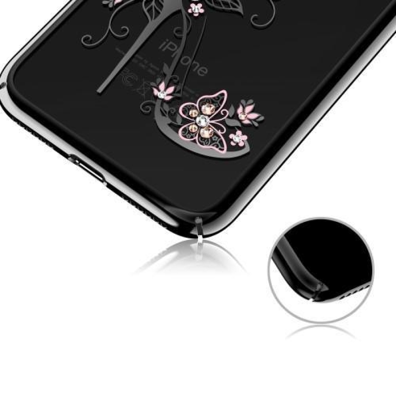 Gems zdobený plastový obal na iPhone 8 Plus a 7 Plus - motýlí střevíc
