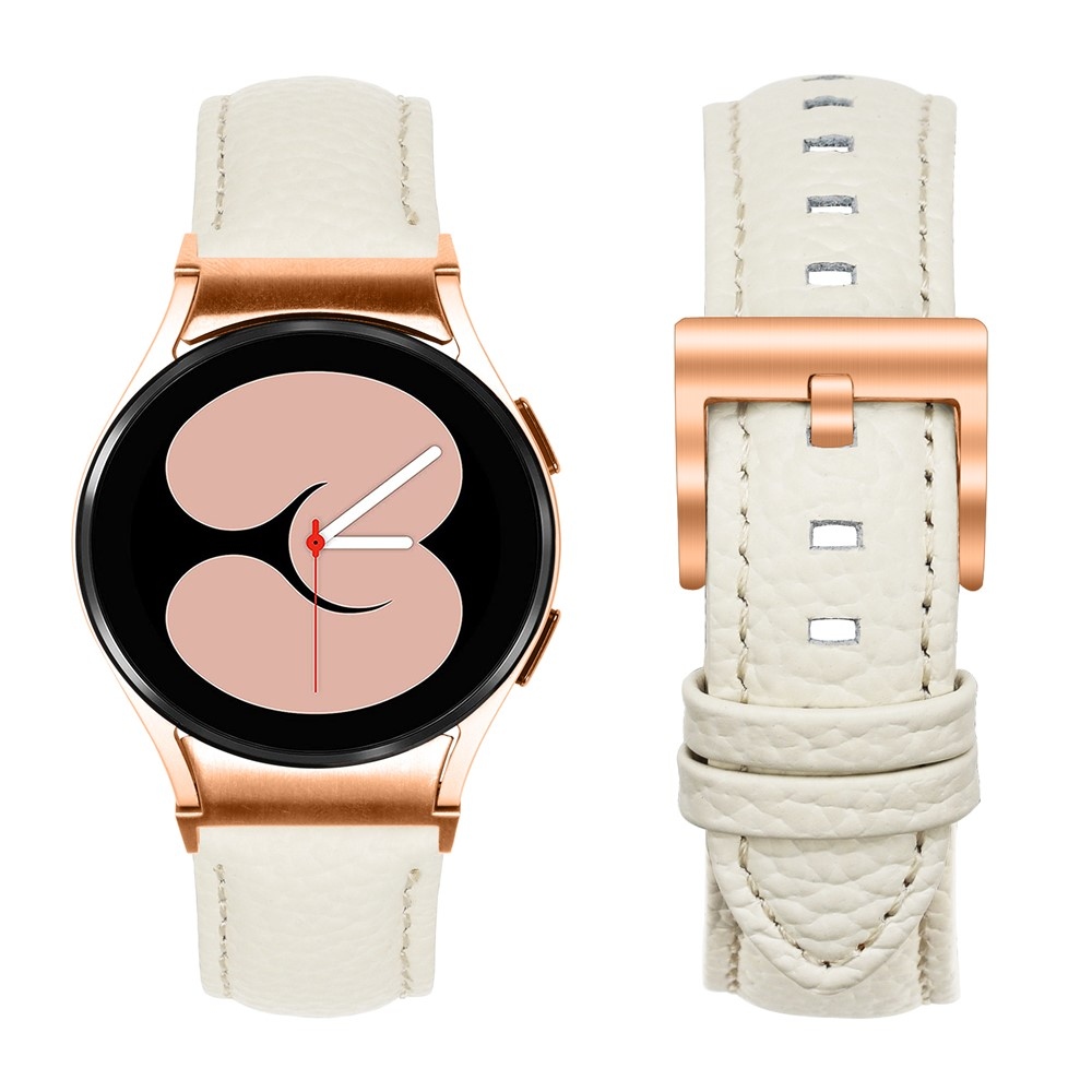 Genu kožený řemínek na Samsung Galaxy Watch FE/Watch7 44mm/40mm/Watch6/Watch 5/Watch4 - béžový