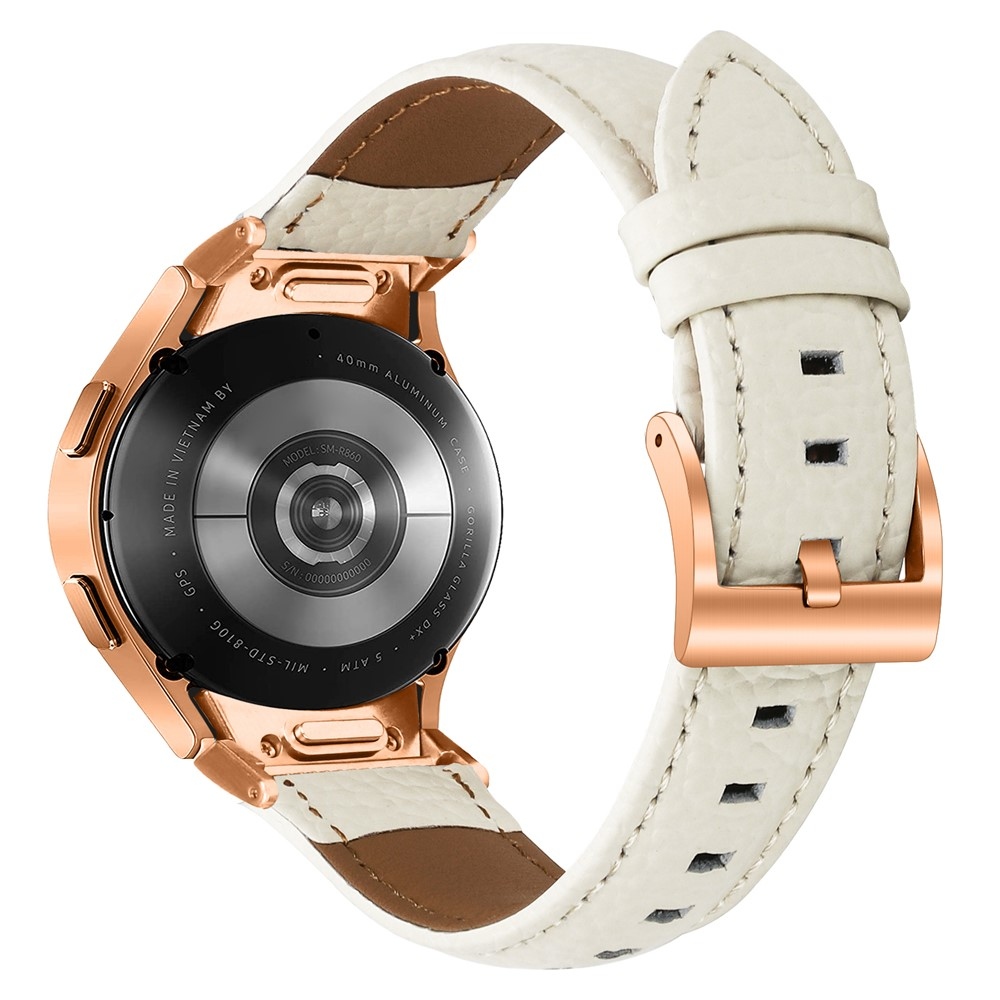 Genu kožený řemínek na Samsung Galaxy Watch FE/Watch7 44mm/40mm/Watch6/Watch 5/Watch4 - béžový