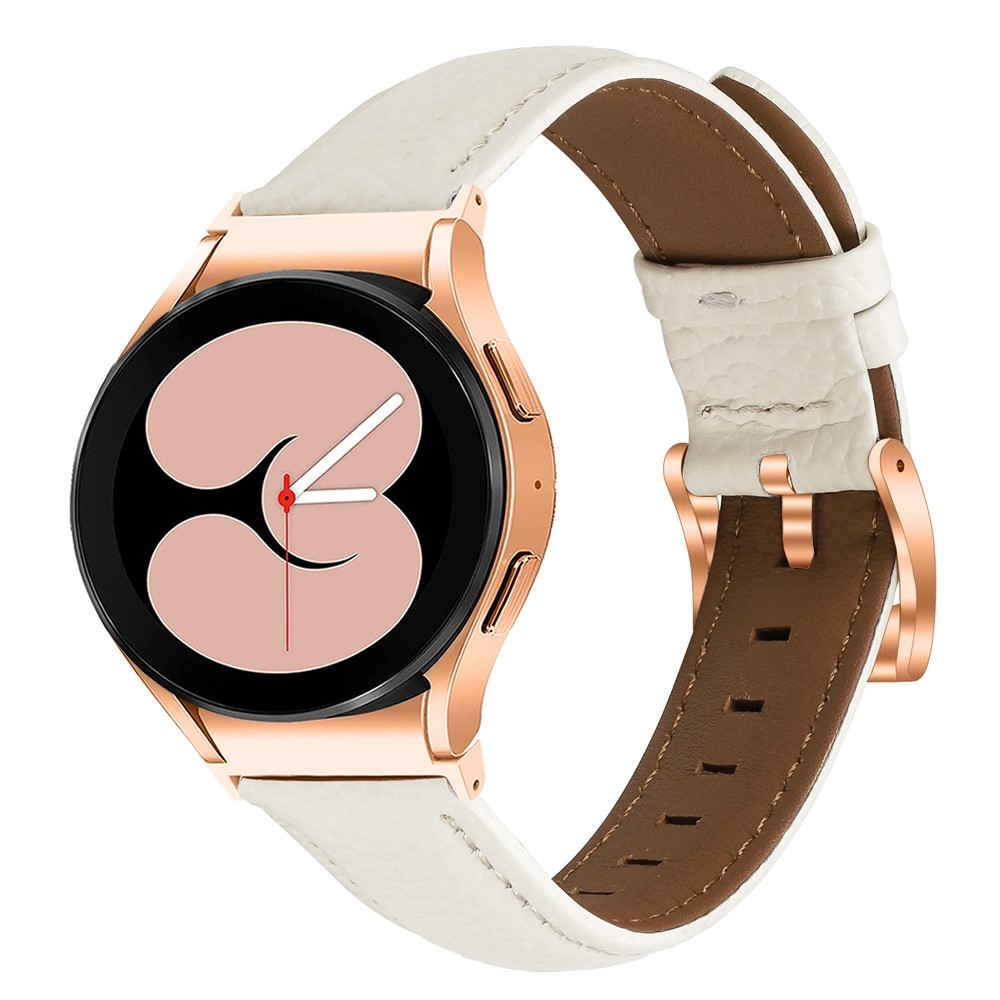 Genu kožený řemínek na Samsung Galaxy Watch FE/Watch7 44mm/40mm/Watch6/Watch 5/Watch4 - béžový