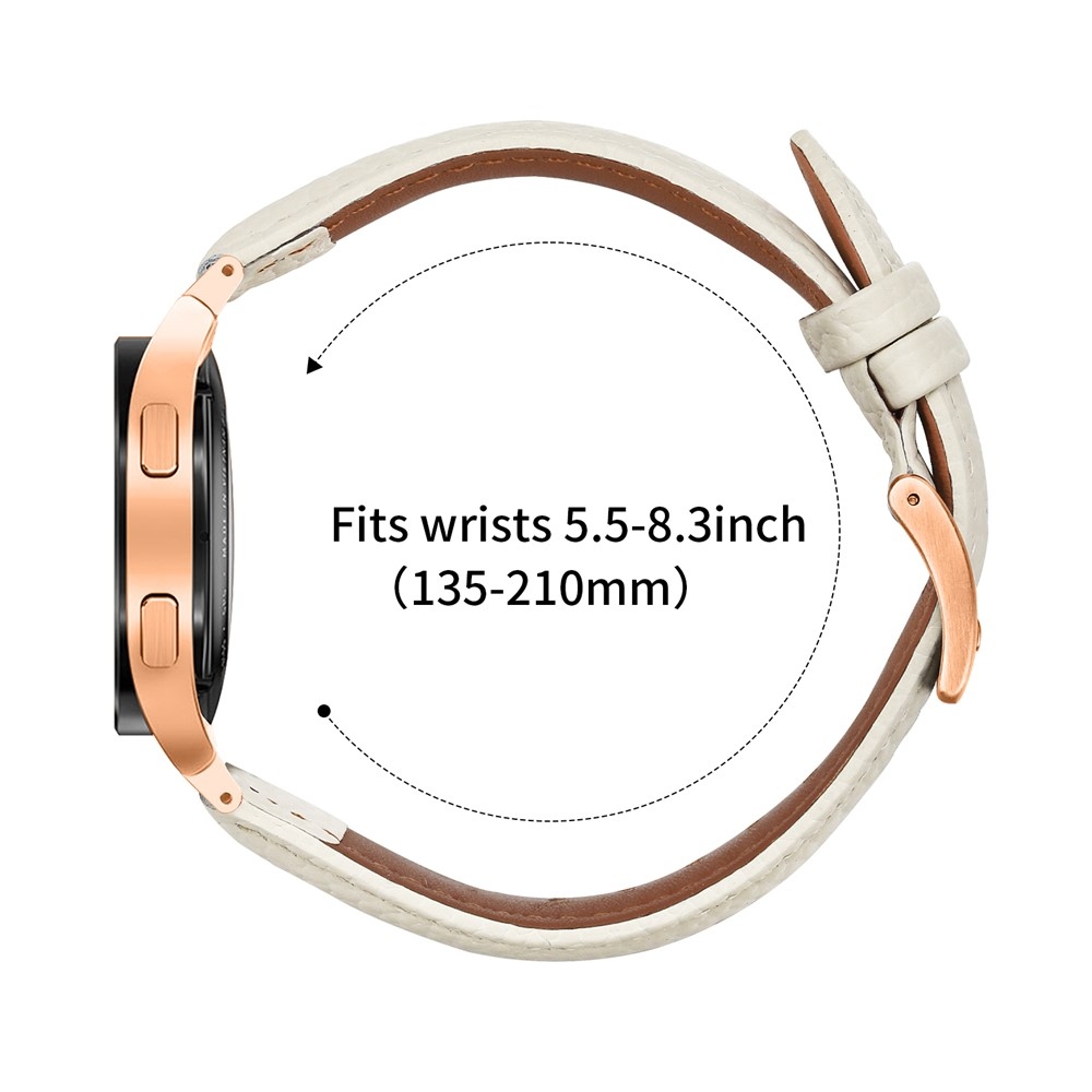 Genu kožený řemínek na Samsung Galaxy Watch FE/Watch7 44mm/40mm/Watch6/Watch 5/Watch4 - béžový