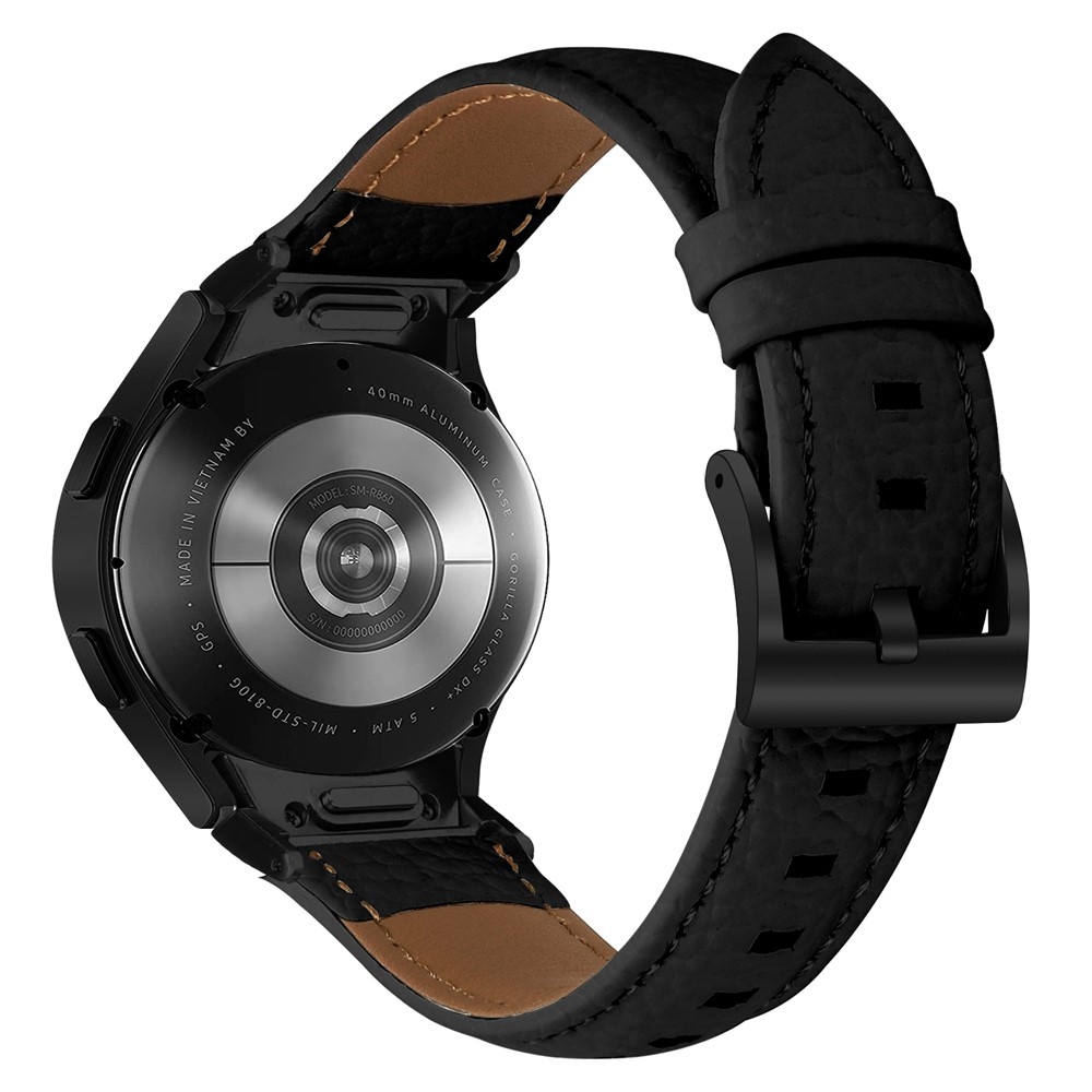 Genu kožený řemínek na Samsung Galaxy Watch FE/Watch7 44mm/40mm/Watch6/Watch 5/Watch4 - černý