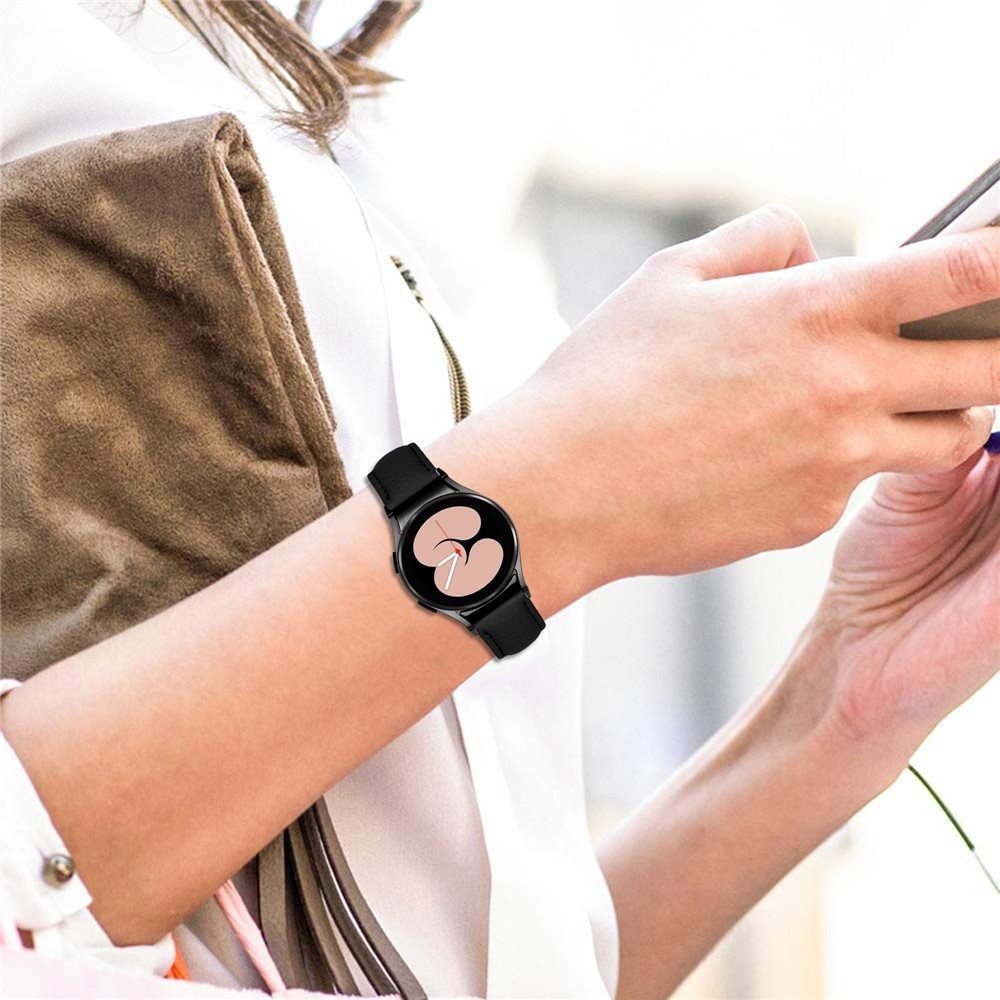 Genu kožený řemínek na Samsung Galaxy Watch FE/Watch7 44mm/40mm/Watch6/Watch 5/Watch4 - černý