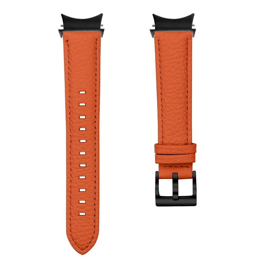 Genu kožený řemínek na Samsung Galaxy Watch FE/Watch7 44mm/40mm/Watch6/Watch 5/Watch4 - oranžový/černý