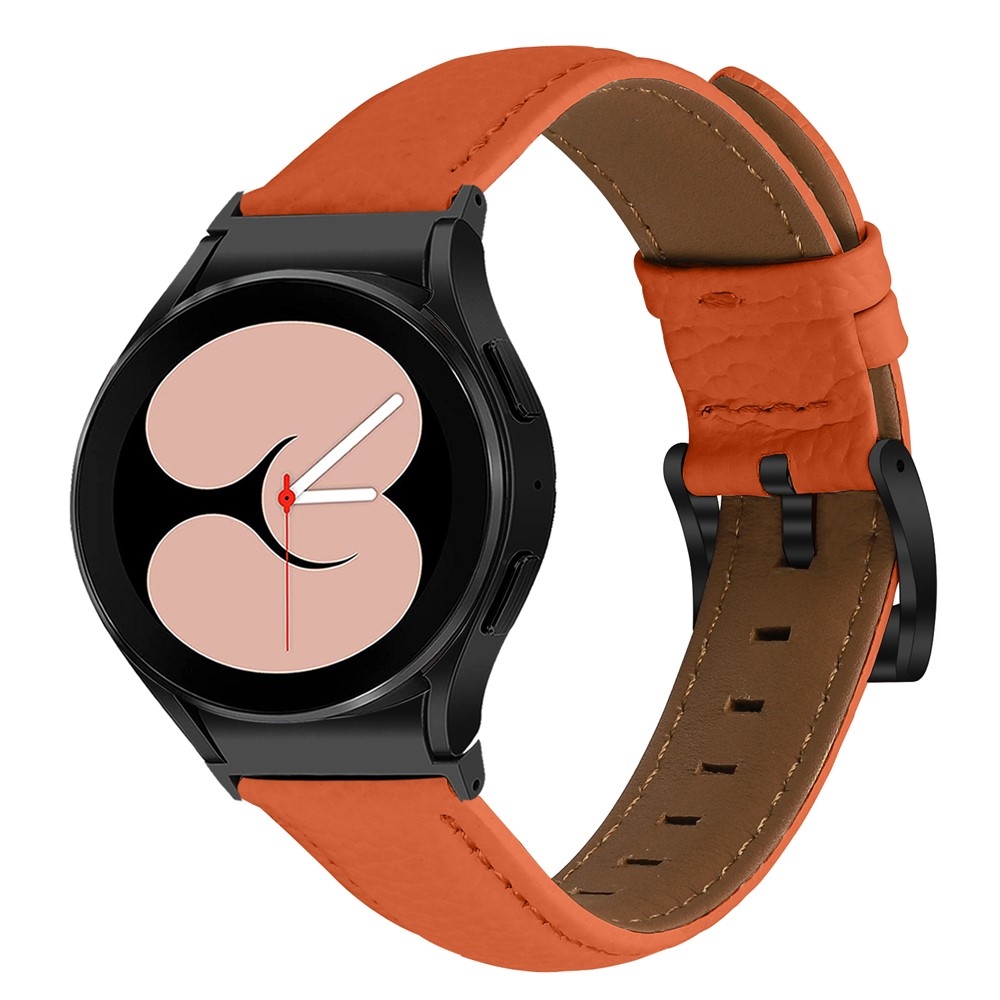 Genu kožený řemínek na Samsung Galaxy Watch FE/Watch7 44mm/40mm/Watch6/Watch 5/Watch4 - oranžový/černý