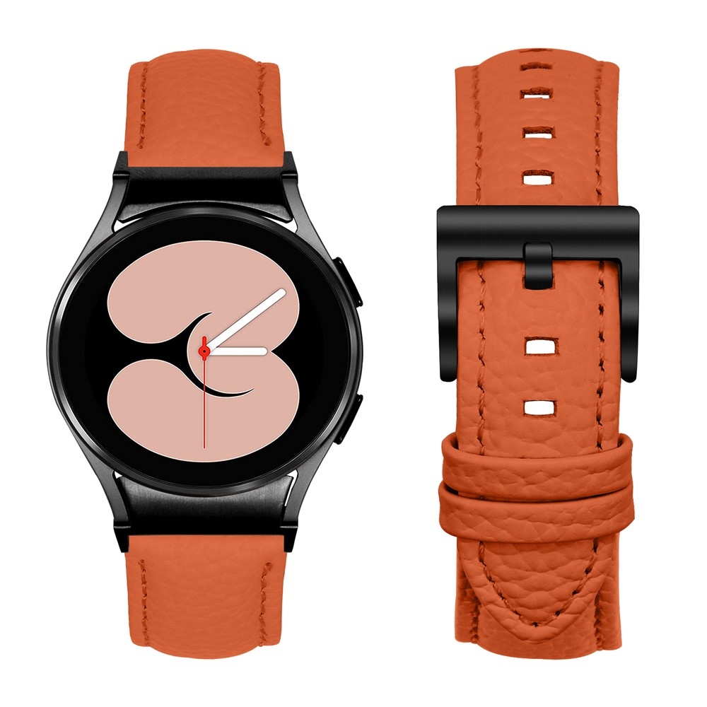 Genu kožený řemínek na Samsung Galaxy Watch FE/Watch7 44mm/40mm/Watch6/Watch 5/Watch4 - oranžový/černý
