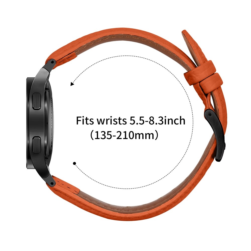 Genu kožený řemínek na Samsung Galaxy Watch FE/Watch7 44mm/40mm/Watch6/Watch 5/Watch4 - oranžový/černý