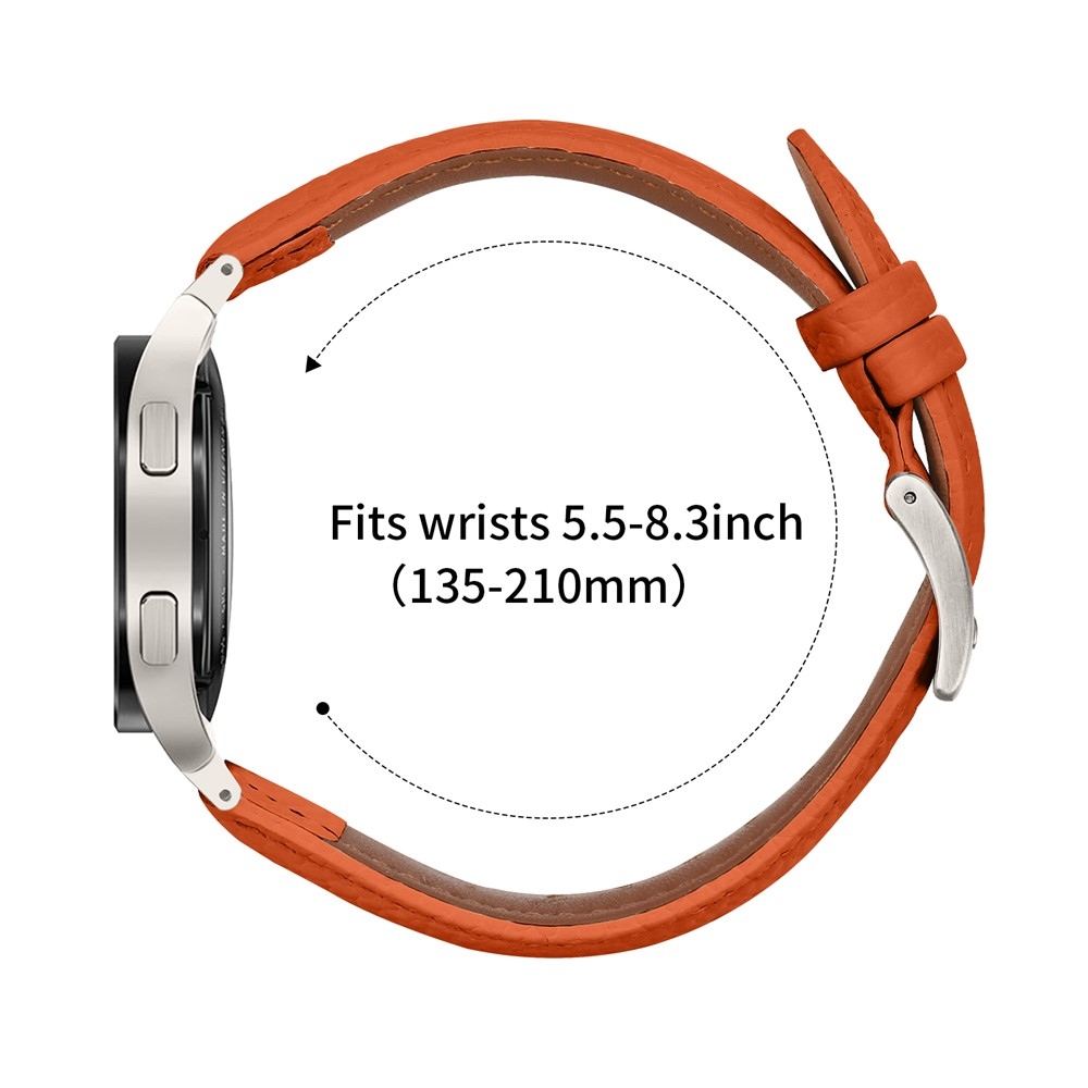 Genu kožený řemínek na Samsung Galaxy Watch FE/Watch7 44mm/40mm/Watch6/Watch 5/Watch4 - oranžový/stříbrný
