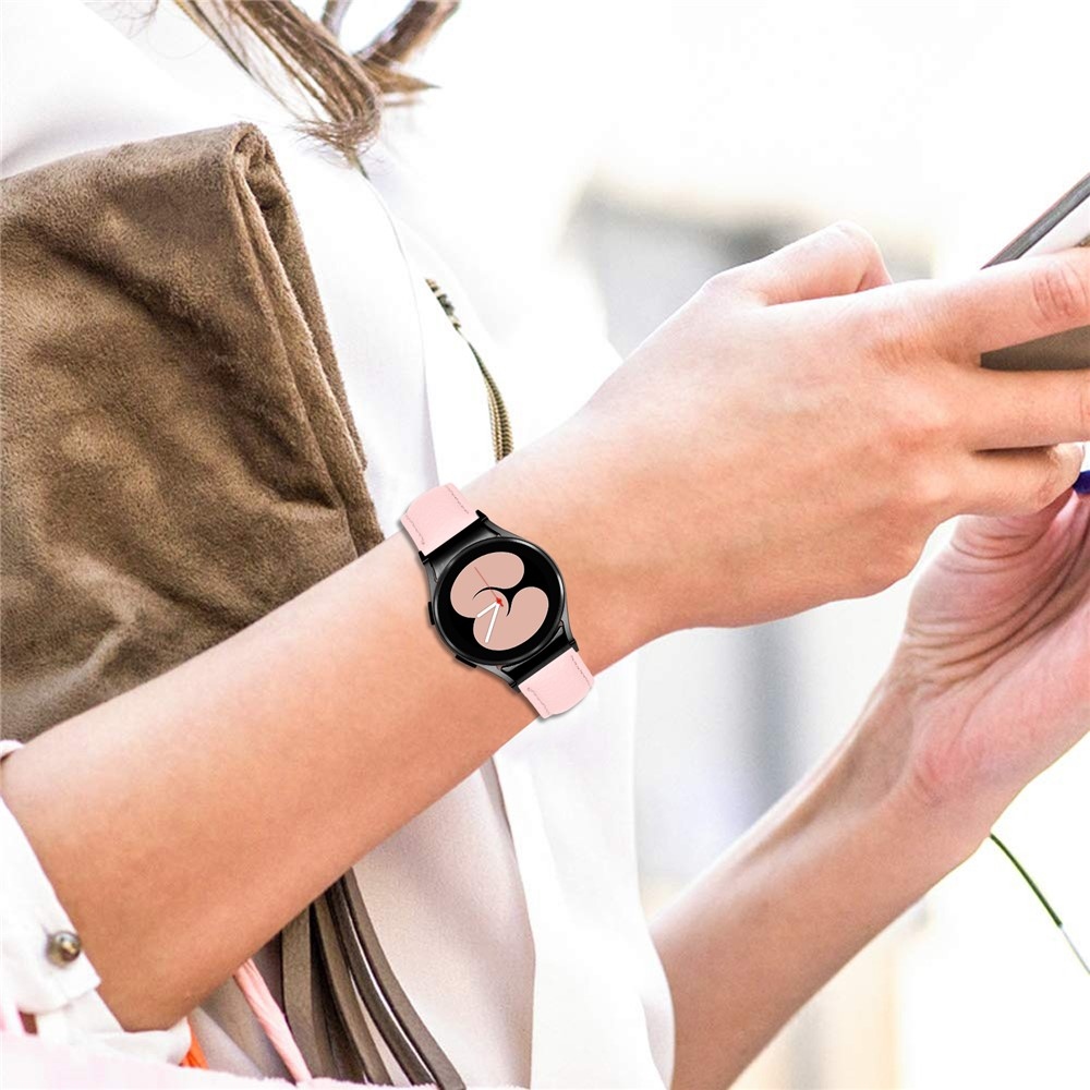 Genu kožený řemínek na Samsung Galaxy Watch FE/Watch7 44mm/40mm/Watch6/Watch 5/Watch4 - růžový