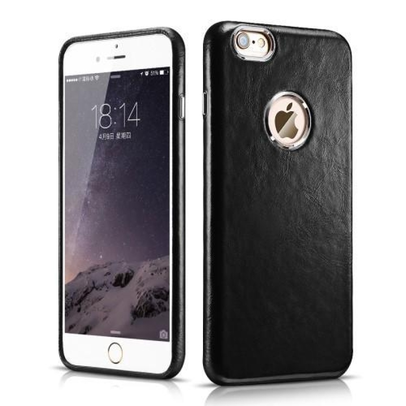 Genui plastový obal potazený pravou kůží na iPhone 6 Plus a 6s Plus - černý