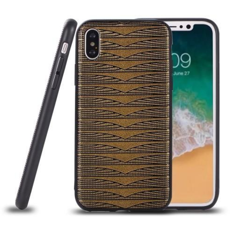 Geo pružný gelový obal na iPhone X - zlatý