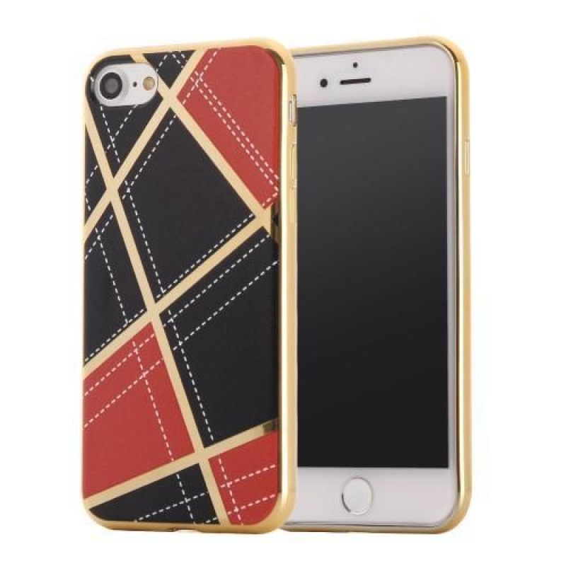 Geometric obal se zlatými lemy na iPhone 7 a iPhone 8 - červené