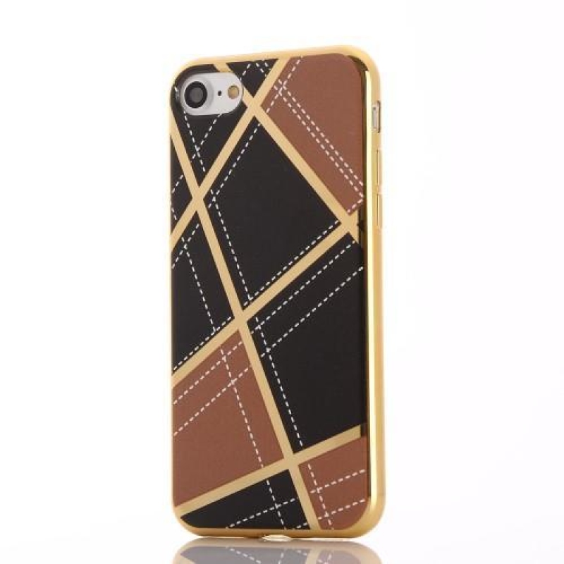 Geometric obal se zlatými lemy na iPhone 7 a iPhone 8 - hnědé
