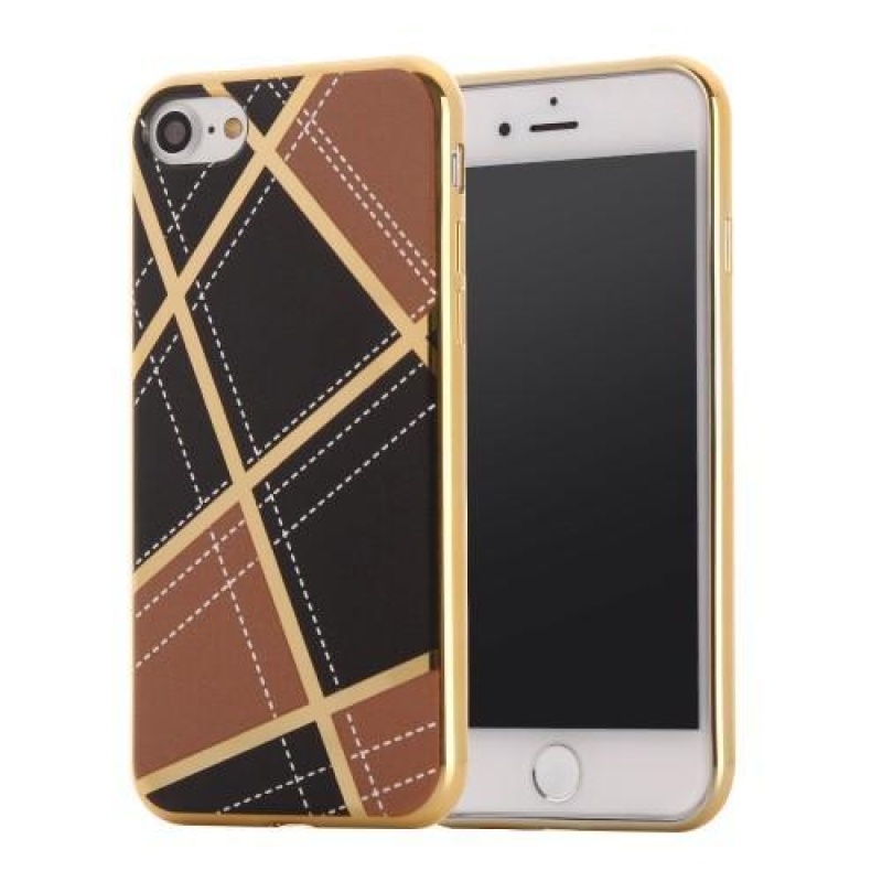 Geometric obal se zlatými lemy na iPhone 7 a iPhone 8 - hnědé