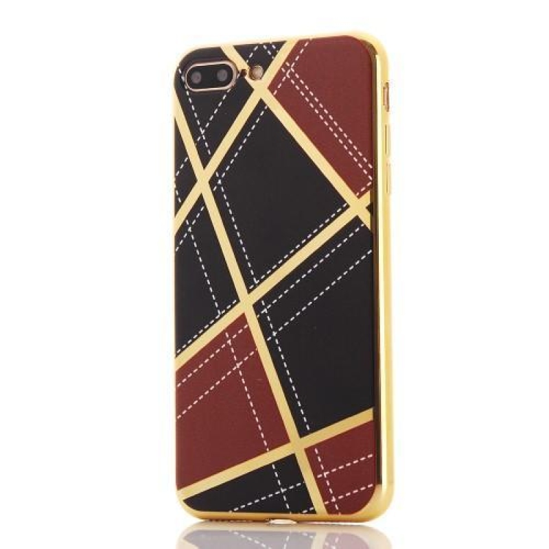 GeometricStyle obal se zlatými lemy na iPhone 7 Plus a iPhone 8 Plus - tmavěhnědý