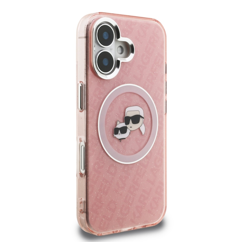 Karl Lagerfeld IML K&CH Heads Repeated Logo MagSafe Zadní Kryt pro iPhone 16 Pink
