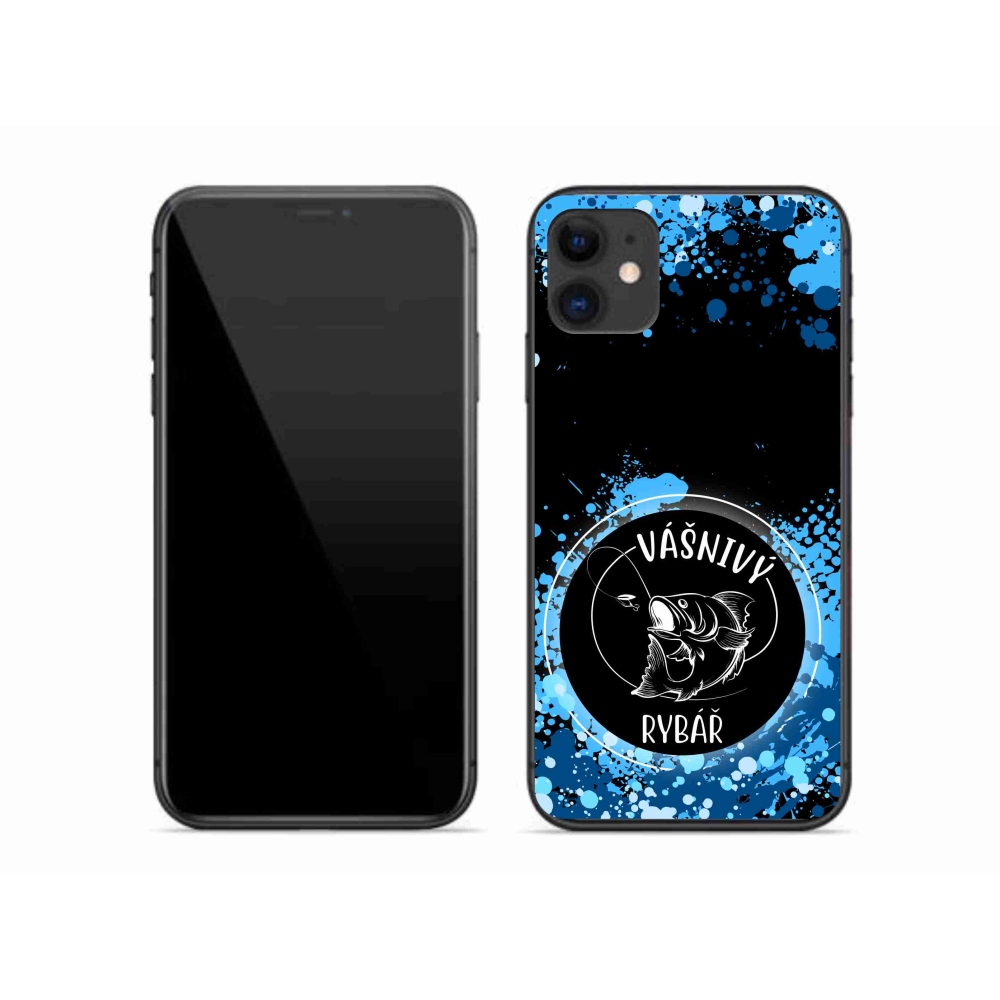 Gelový kryt mmCase na iPhone 11 - vášnivý rybář černé pozadí