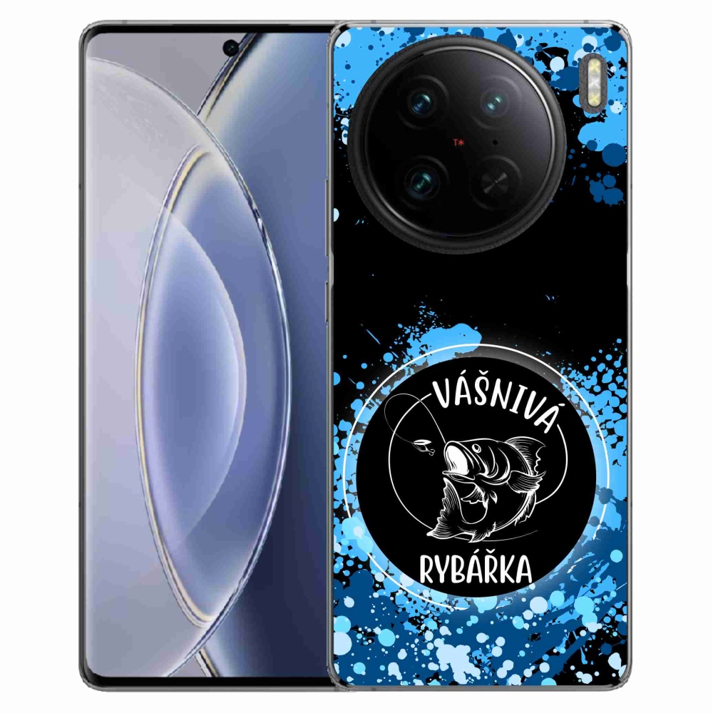 Gelový kryt mmCase na Vivo X90 Pro - vášnivá rybářka černé pozadí