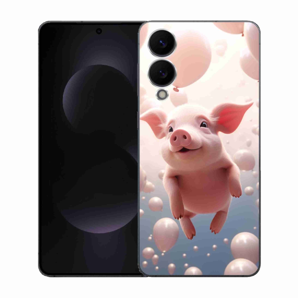 Gelový kryt mmCase na Samsung Galaxy S25 Edge - prasátko s balónky