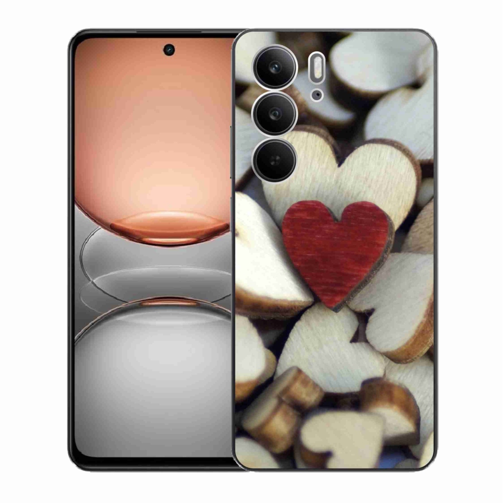 Gelový kryt mmCase na Realme C75 - gravírované červené srdce 