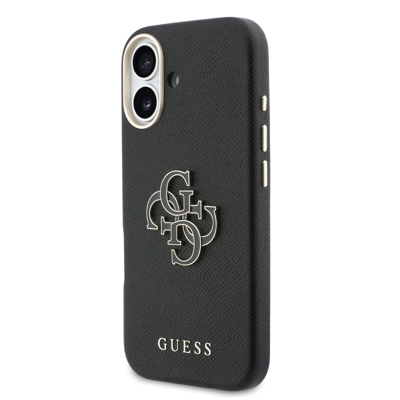 Guess PU Resin Logo Zadní Kryt pro iPhone 17 Black