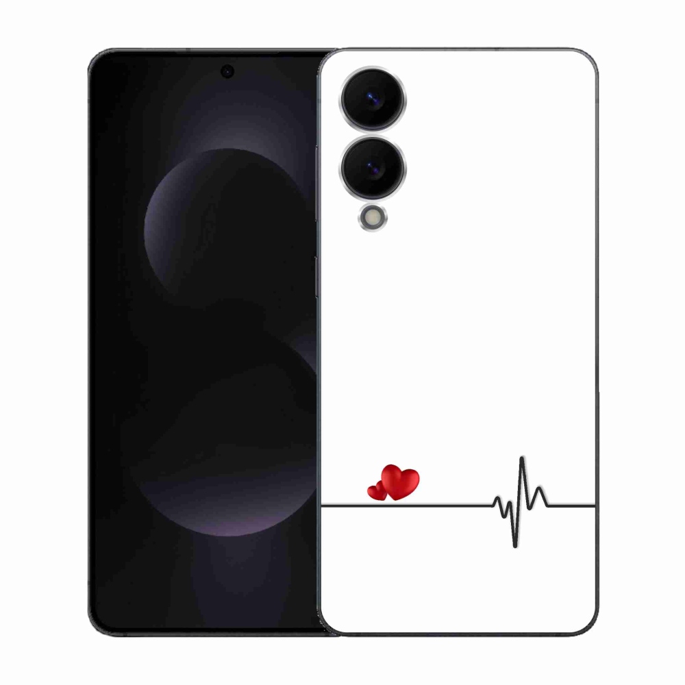 Gelový kryt mmCase na Samsung Galaxy S25 Edge - srdce a tep bílé pozadí