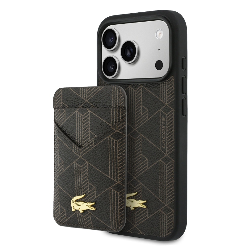 Lacoste PVC Blend MagSafe Zadní Kryt + Peněženka pro iPhone 17 Pro Max Brown