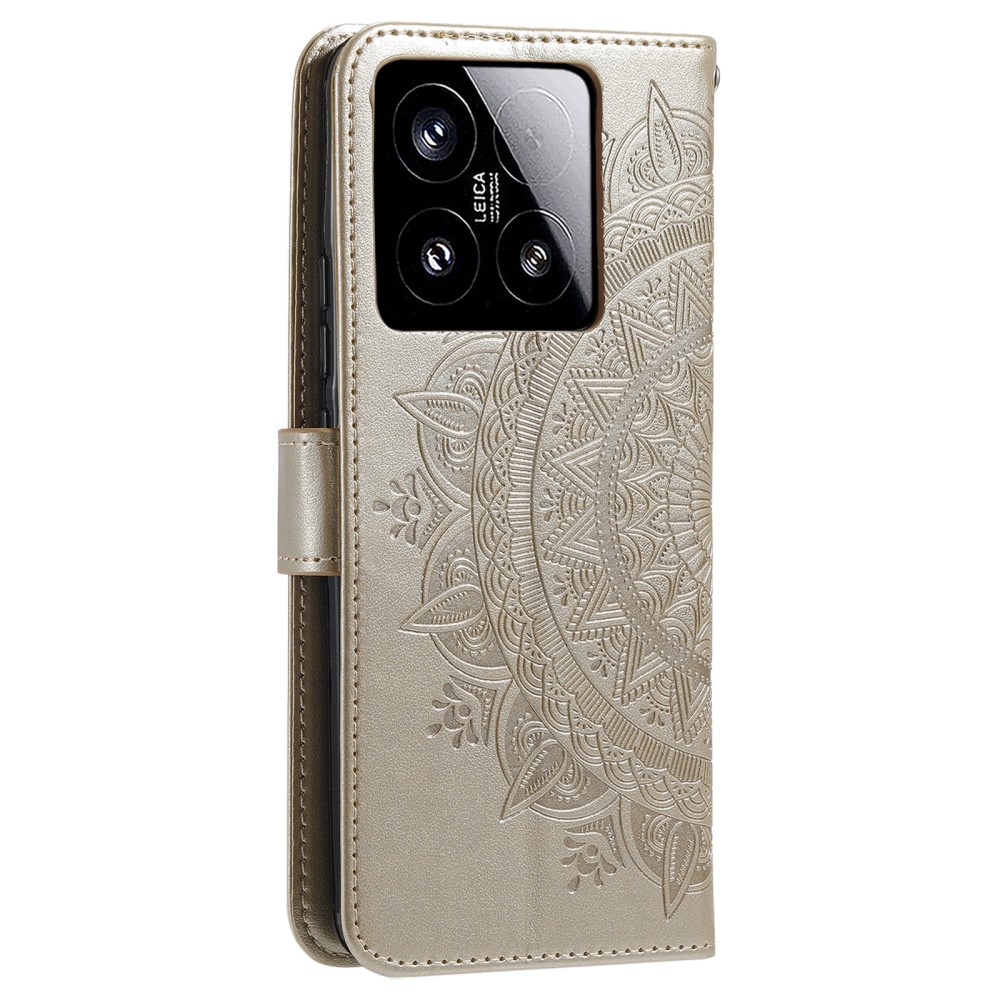 Mandala knížkové pouzdro na Xiaomi 15 - zlaté