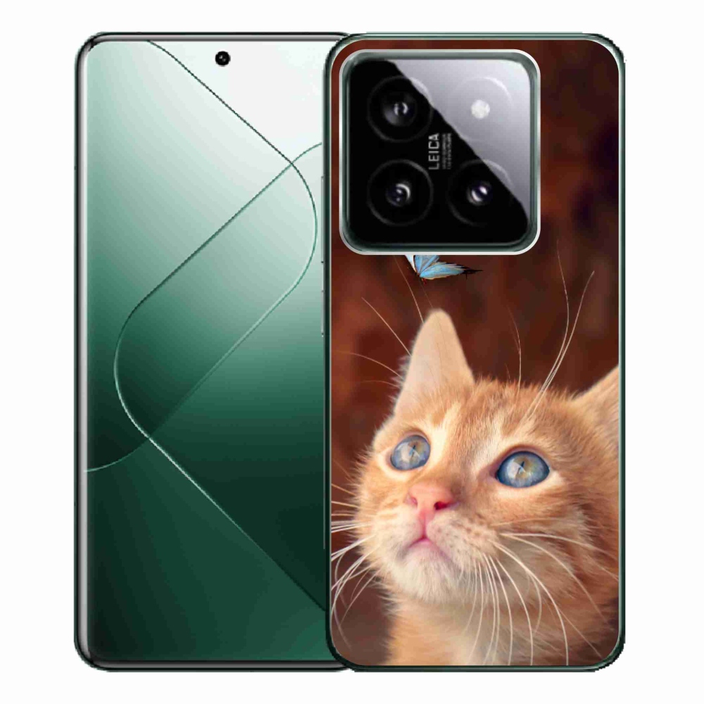 Gelový kryt mmCase na Xiaomi 14 Pro - motýl a kotě