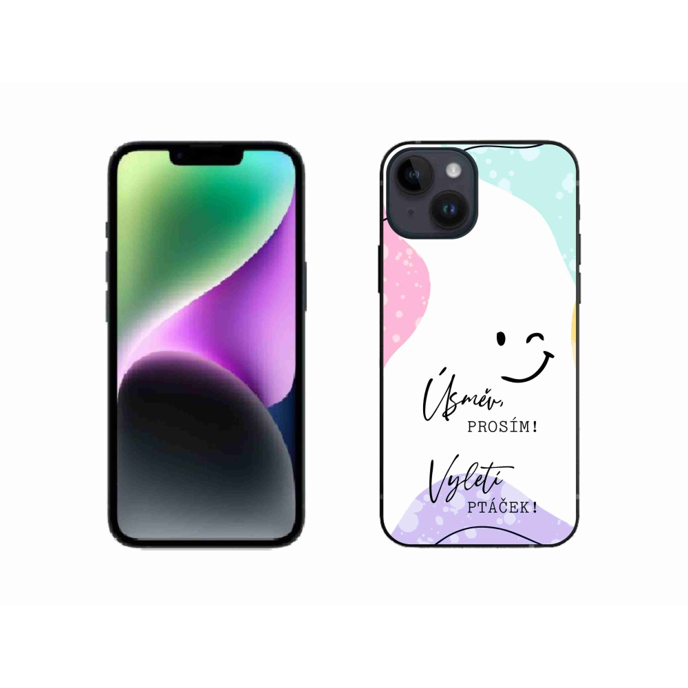 Gelový kryt mmCase na iPhone 14 - vtipný text 4 bílé pozadí