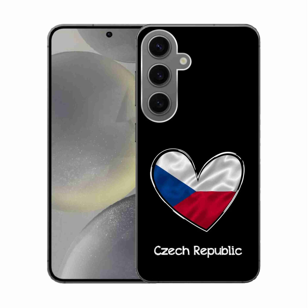 Gelový kryt mmCase na Samsung Galaxy S24 - vlajka srdce černé pozadí