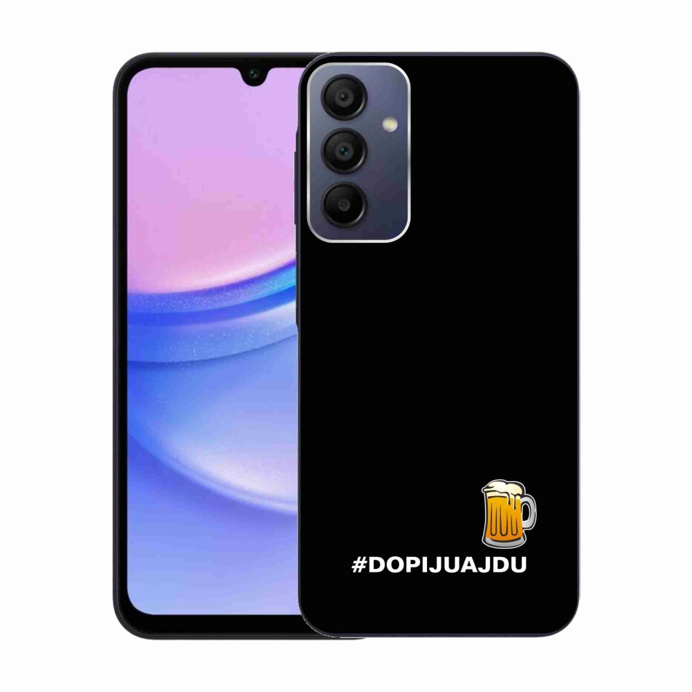 Gelový kryt mmCase na Samsung Galaxy A15 4G/5G - pivní motiv 1 černé pozadí