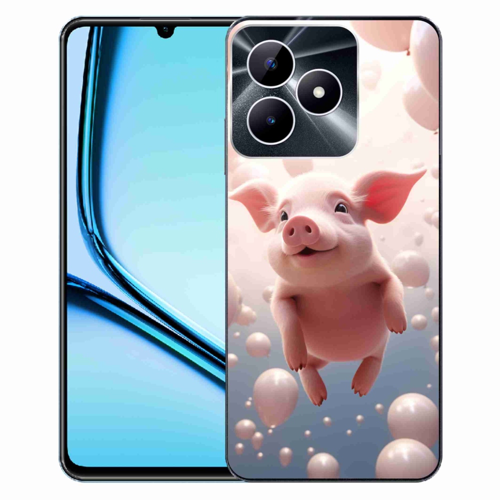 Gelový kryt mmCase na Realme Note 50 - prasátko s balónky