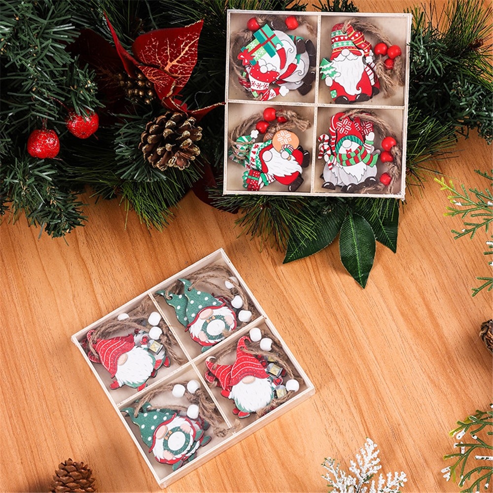 Závěsná kolekce dřevěných zimních skřítků 12 ks - varianta 3