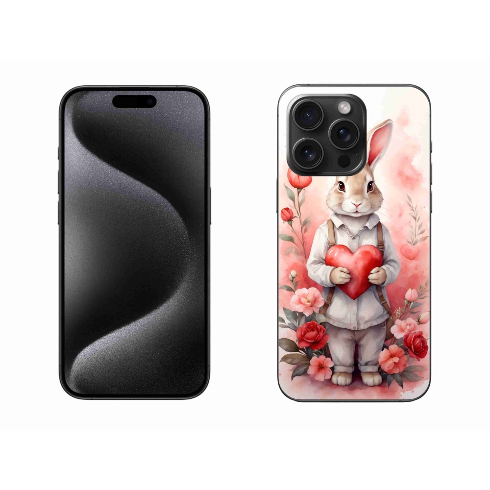 Gelový kryt mmCase na iPhone 15 Pro Max - zajíc se srdíčkem
