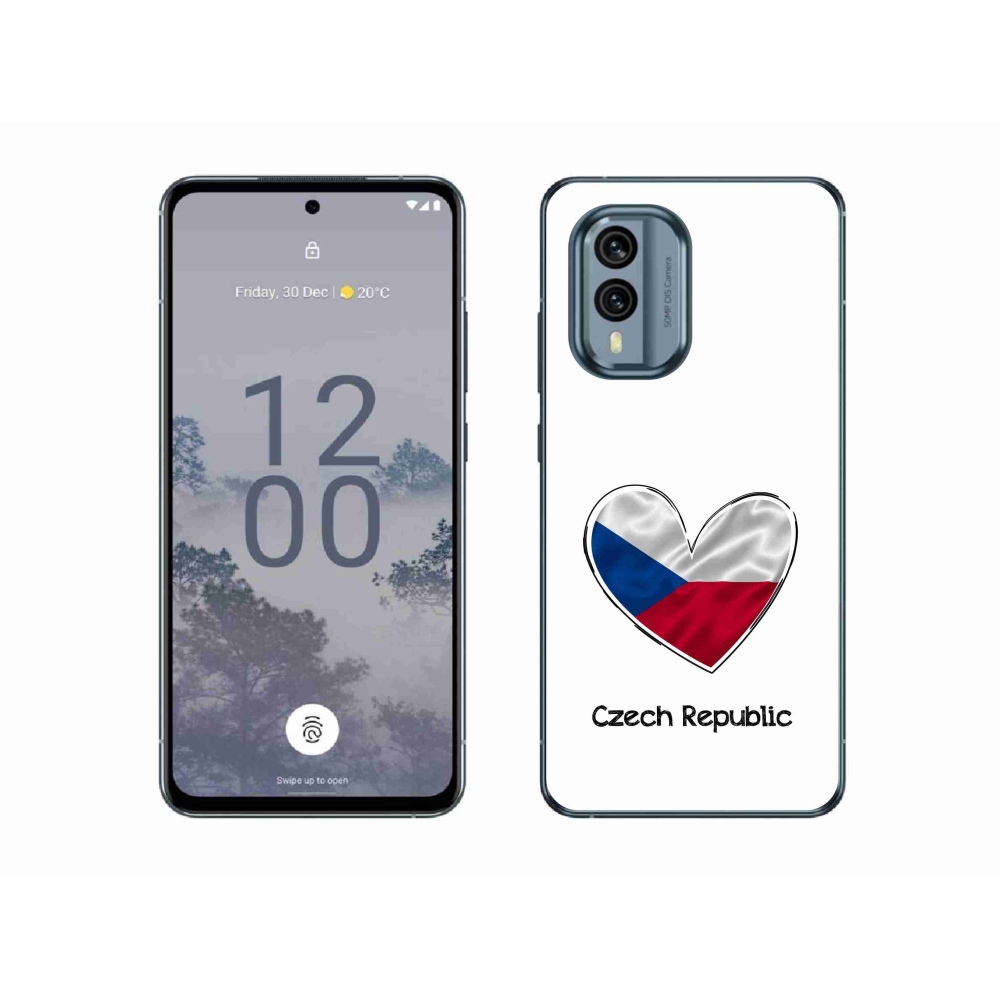 Gelový kryt mmCase na Nokia X30 5G - vlajka srdce bílé pozadí