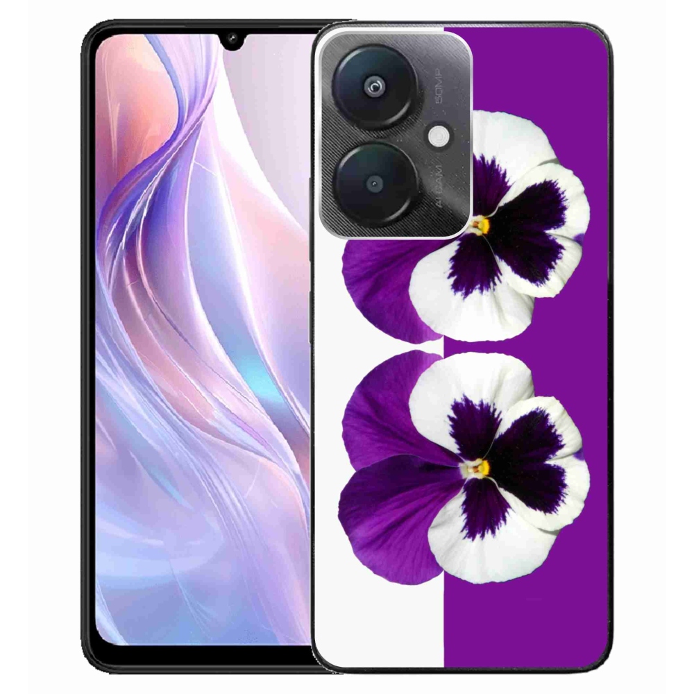 Gelový kryt mmCase na Xiaomi Redmi 13C 5G - fialovobílý květ